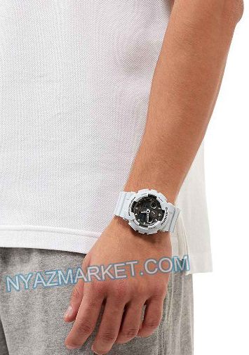 خرید اینترنتی ساعت جی شام 2 زمانه مدل ga-100 سفید 