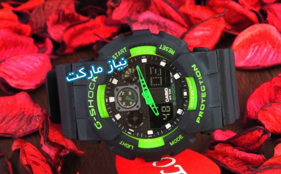 خرید آنلاین ساعت جی شاک کاسیو دو زمانه - ساعت GREEN BLACK WATCHES G-SHOCK GA100 سبز