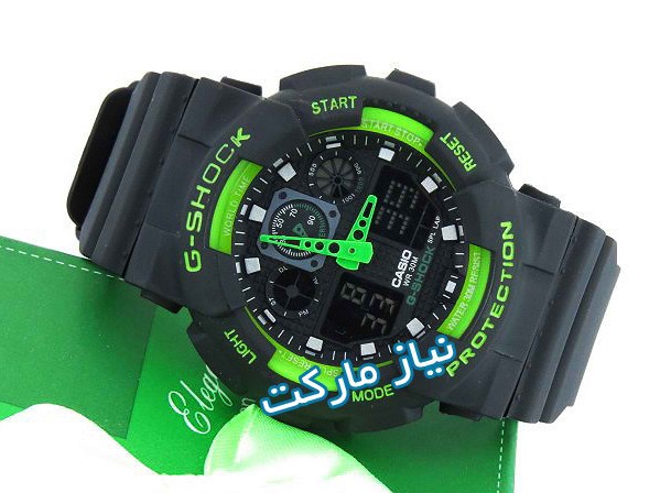 خرید آنلاین ساعت جی شاک کاسیو دو زمانه - ساعت GREEN BLACK WATCHES G-SHOCK GA100 سبز